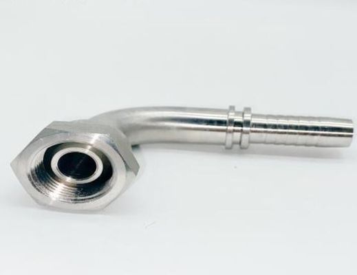 Hojas galvanizadas Accesorios de mangueras hidráulicas de acero inoxidable hexadecimal de 90 grados Bsp 22691