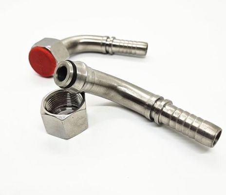 Capa galvanizada Accesorios hidráulicos para mangueras 90 Codo métrico 24 Cone Sello Dkos 20591