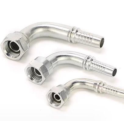 Hojas galvanizadas Accesorios de mangueras hidráulicas de acero inoxidable hexadecimal de 90 grados Bsp 22691